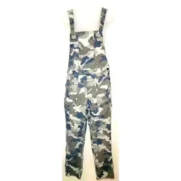 Anthropologie Carter Utility Overalls Camo Print Green Black Brown Size 0 - Picture 1 of 16